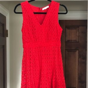 Red eyelet and flare dress from Anthropologie